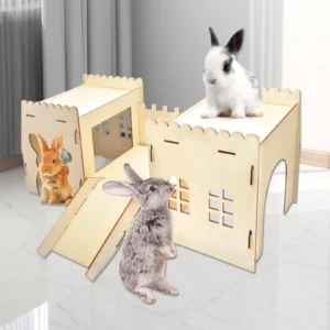 Cachette en bois pour lapin, chinchillas gerbille, hamsters