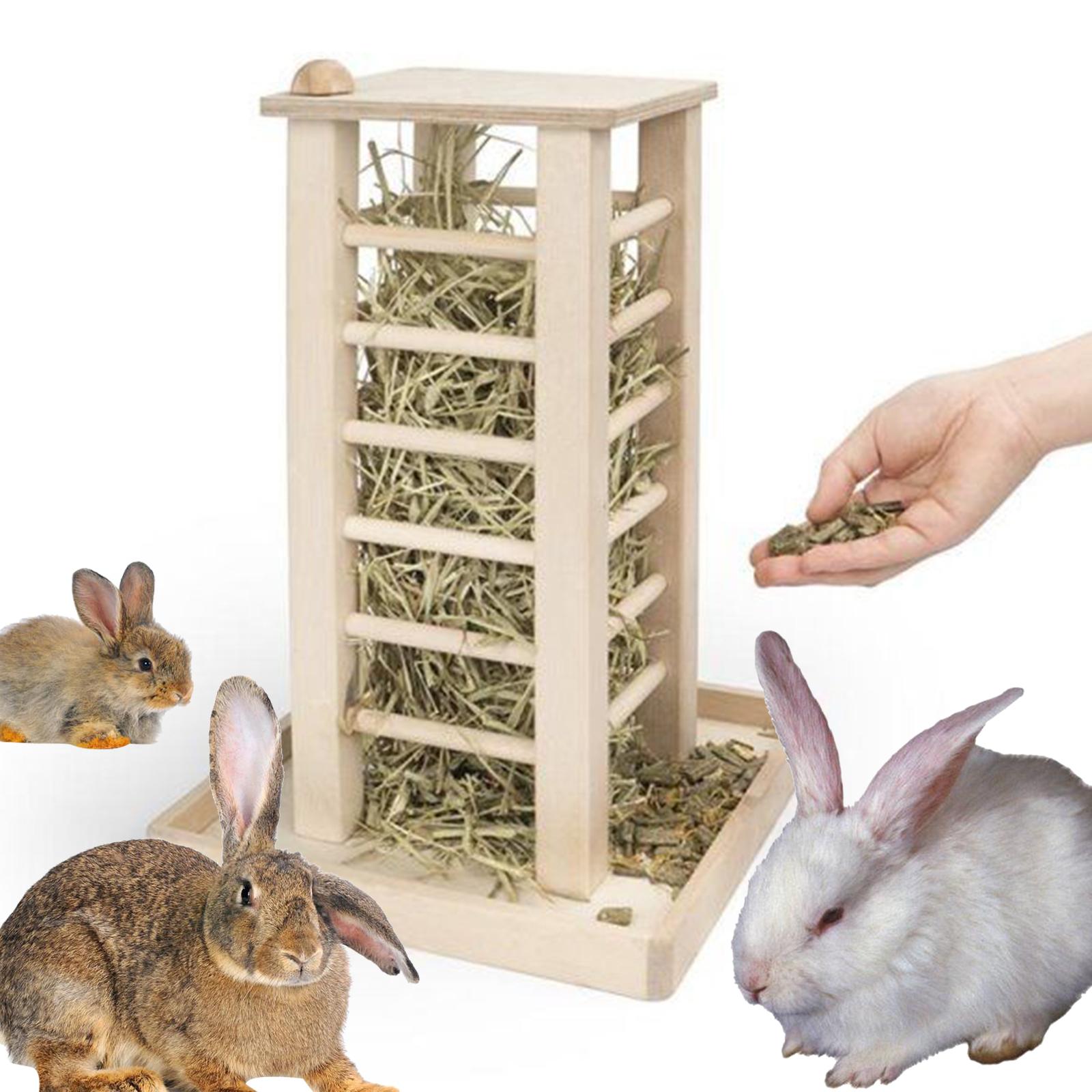 Mangeoire en bois naturel pour distribuer du foin aux lapins, hamster... – Image 9