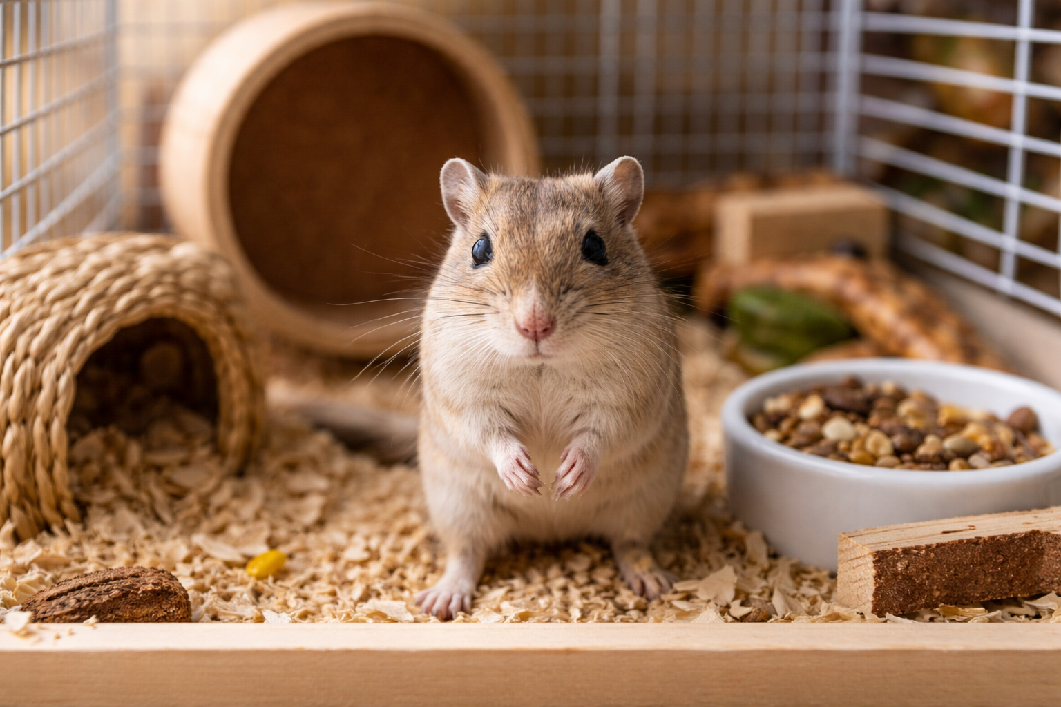 lapin mangeant des granulés dans une gamelle